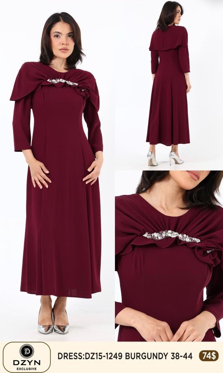 Платье DZYN EXCLUSIVE (Бордовый, модель DZ15-1249) оптом
