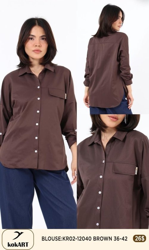 Блузка KOKART (Коричневый, модель KR02-12040) оптом