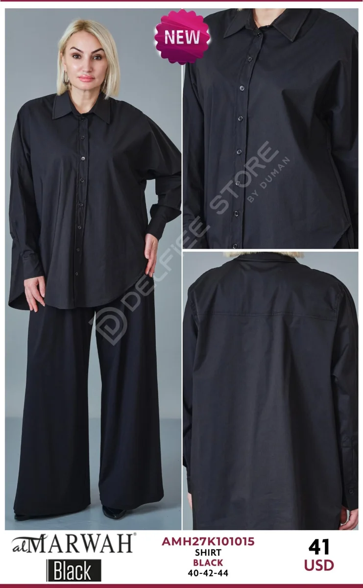 Рубашка AL MARWAH Black (Black, модель AMH27K101015) оптом