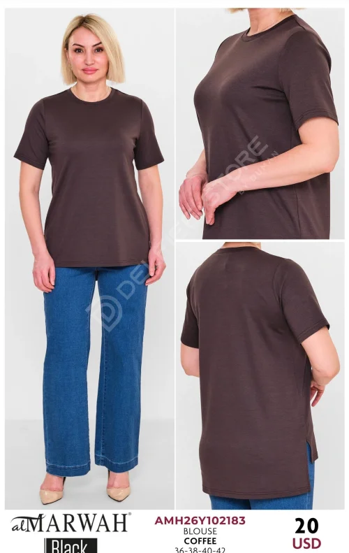 Блузка AL MARWAH Black (Коричневый, модель AMH26Y102183) оптом
