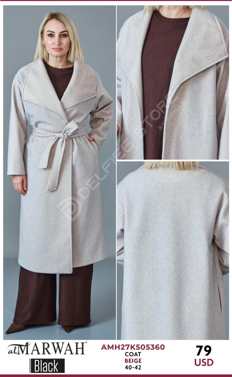 Пальто AL MARWAH Black (Beige, модель AMH27K505360) оптом