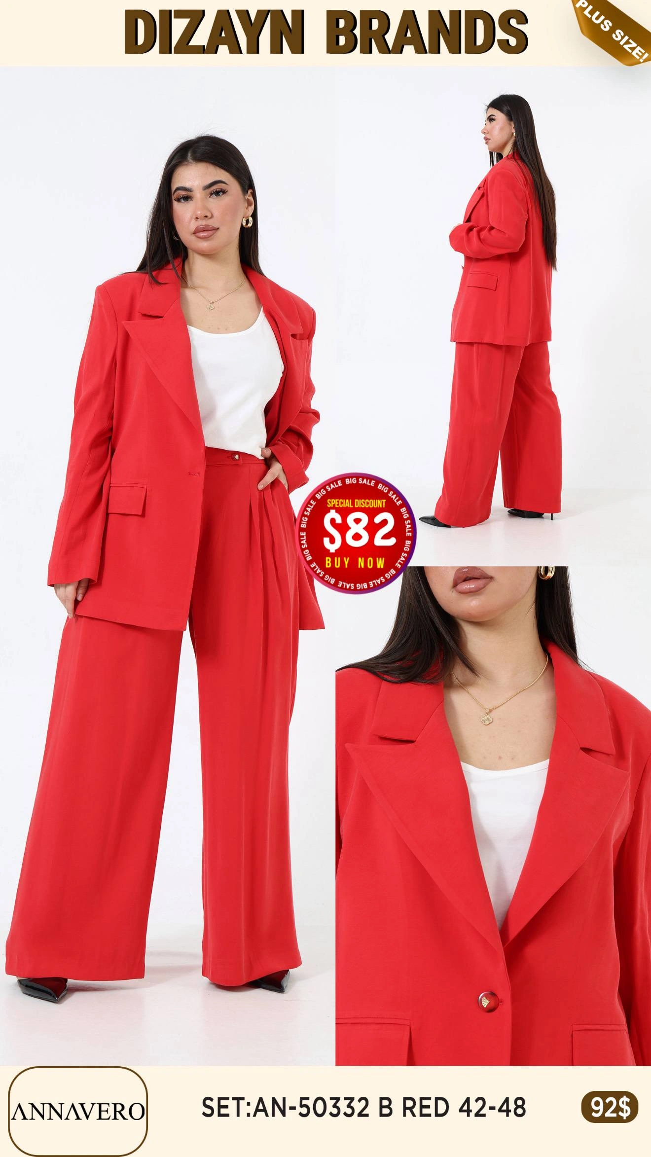 Костюм, ANNAVERO, Красный, модель AN-50332B, женская одежда оптом из Турции, Лалели