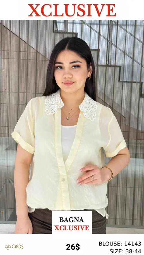 Блузка, ARAS, Белый, модель 14143, женская одежда оптом из Турции, Лалели