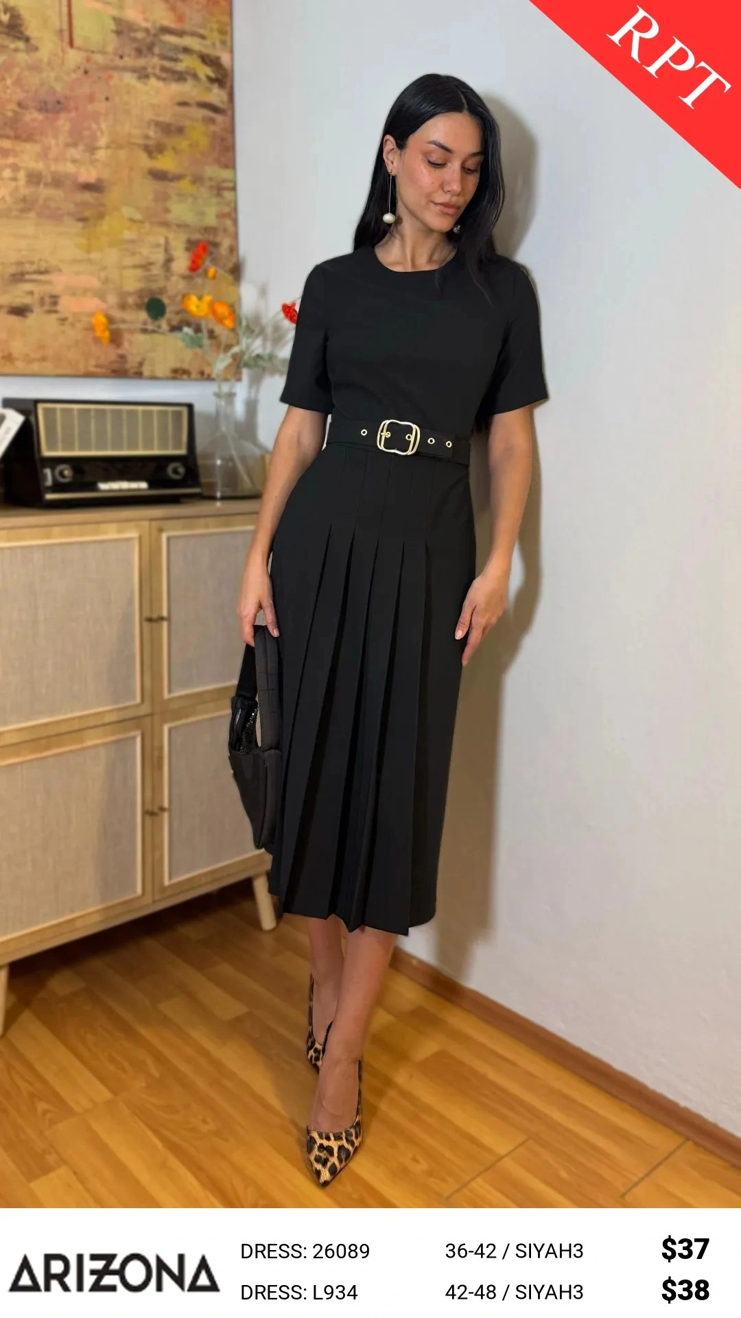 Платье, Arizona Dress, Черный, модель 26089, женская одежда оптом из Турции, Лалели