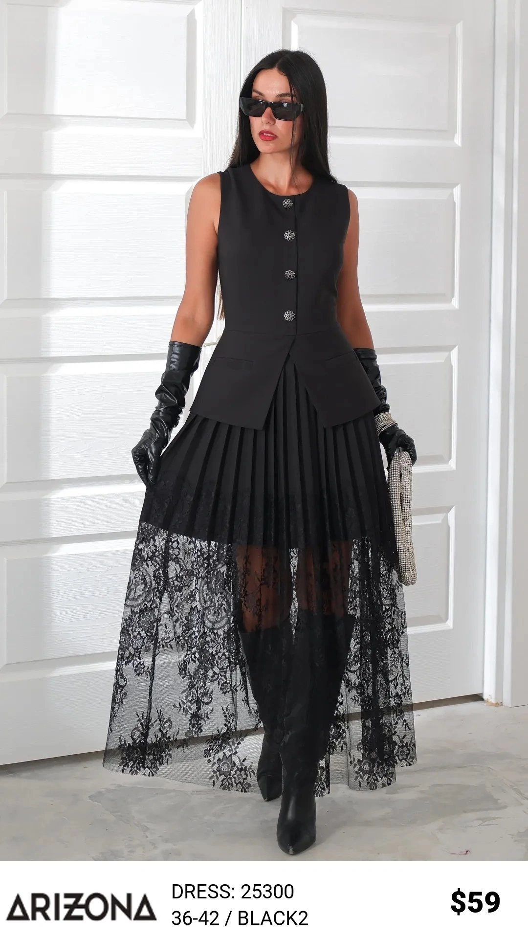 Платье, Arizona Dress, Черный, модель 25300, женская одежда оптом из Турции, Лалели