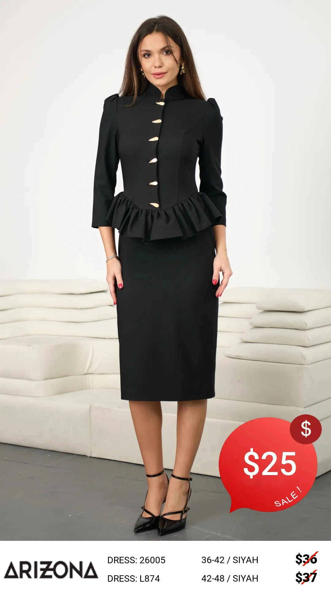 Платье, Arizona Dress, Черный, модель 26005, женская одежда оптом из Турции, Лалели