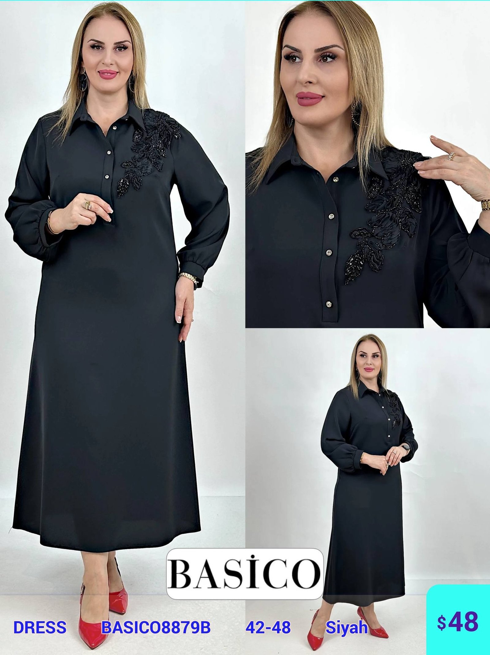Платье BASICO (Черный, модель BASICO8879B) оптом
