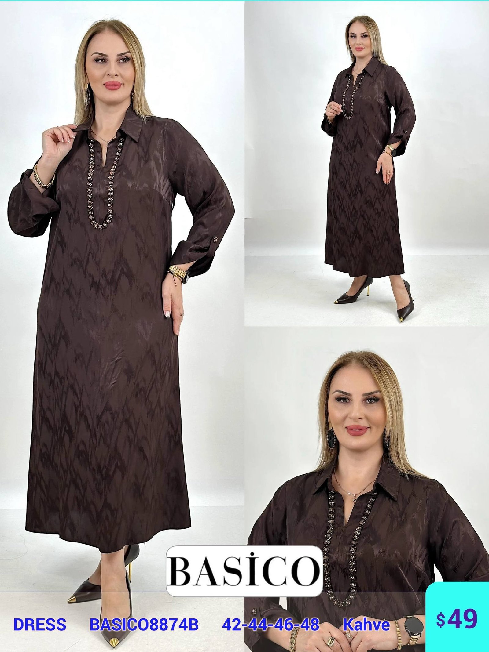 Платье BASICO (Коричневый, модель BASICO8874B) оптом
