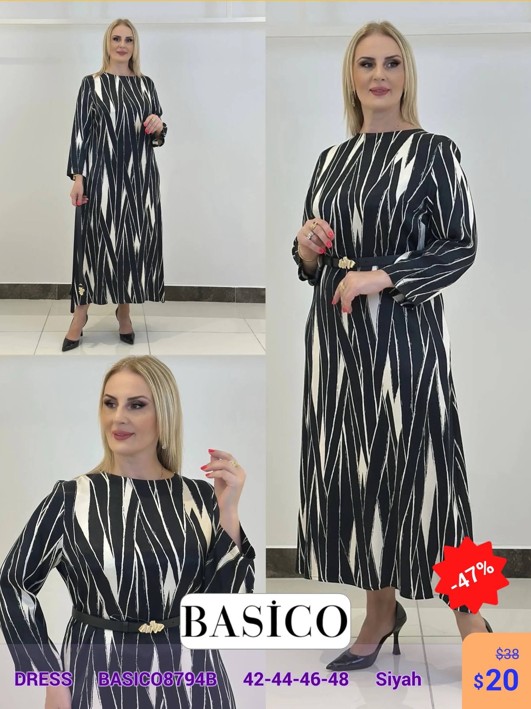 Платье BASICO (Черный, модель BASICO8794B) оптом
