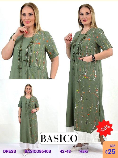 Платье BASICO (Оливковый, модель BASICO8640B) оптом