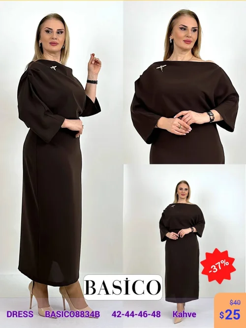 Платье BASICO (Коричневый, модель BASICO8834B) оптом