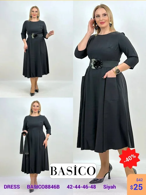 Платье BASICO (Черный, модель BASICO8846B) оптом