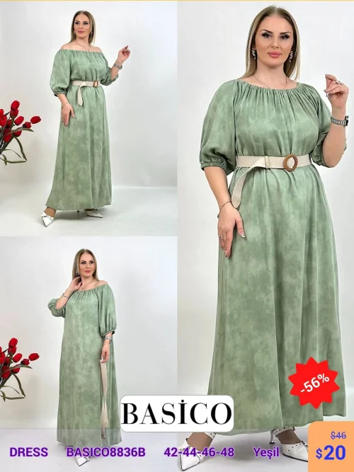 Платье BASICO (Зеленый, модель BASICO8836B) оптом