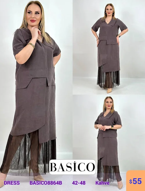 Платье BASICO (Коричневый, модель BASICO8864B) оптом
