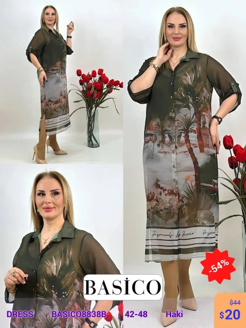 Платье BASICO (Оливковый, модель BASICO8838B) оптом
