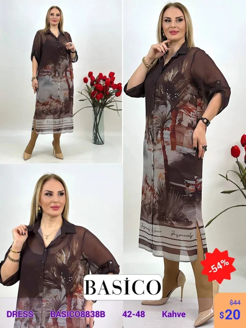 Платье BASICO (Коричневый, модель BASICO8838B) оптом