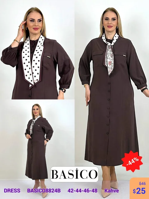 Платье BASICO (Коричневый, модель BASIC08824B) оптом