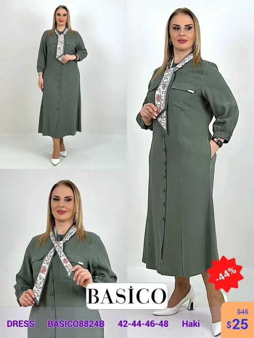 Платье BASICO (Оливковый, модель BASICO8824B) оптом