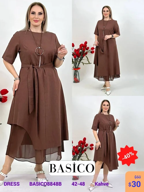 Платье BASICO (Коричневый, модель BASICQ8848B) оптом