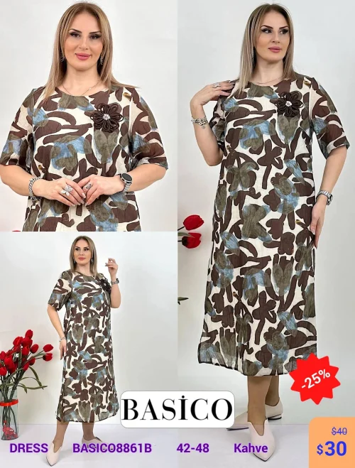 Платье BASICO (Коричневый, модель BASICO8861B) оптом