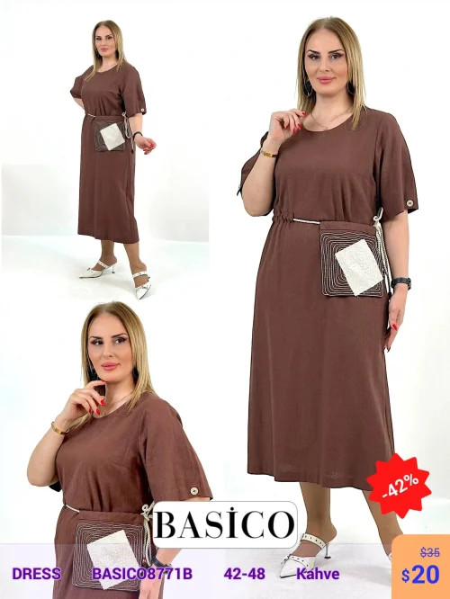 Платье BASICO (Коричневый, модель BASIC08771B) оптом