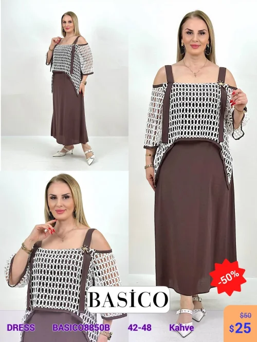 Платье BASICO (Коричневый, модель BASICO8850B) оптом