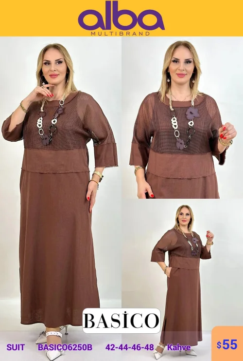 Костюм, BASICO, Коричневый, модель BASIC06250B, женская одежда оптом из Турции, Лалели