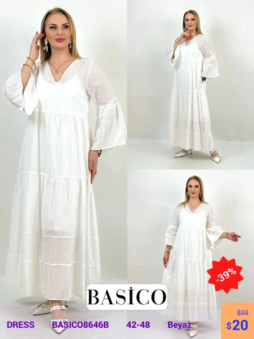 Платье BASICO (Белый, модель BASIC08646B) оптом
