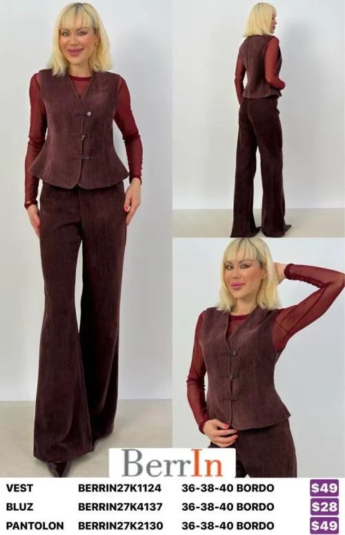 Жилет Berri̇n (Burgundy, модель BERRIN27K1124) оптом