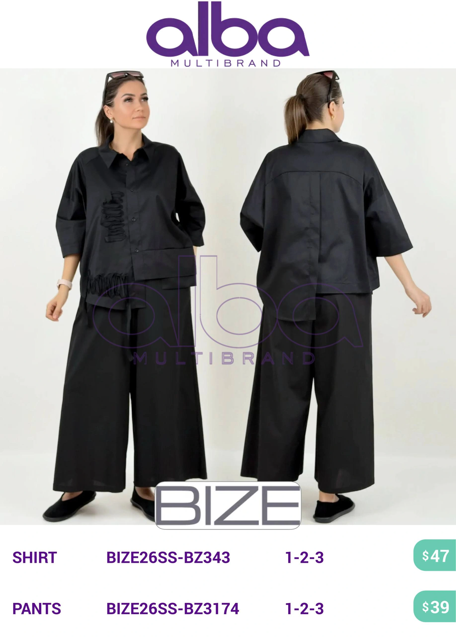 Брюки, Bize, Черный, модель BIZE26SS-BZ3174, женская одежда оптом из Турции, Лалели