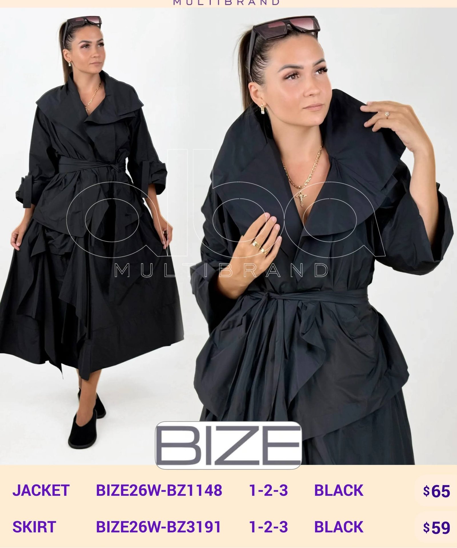 Жакет BIZE (Черный, модель BIZE26W-BZ1148) оптом