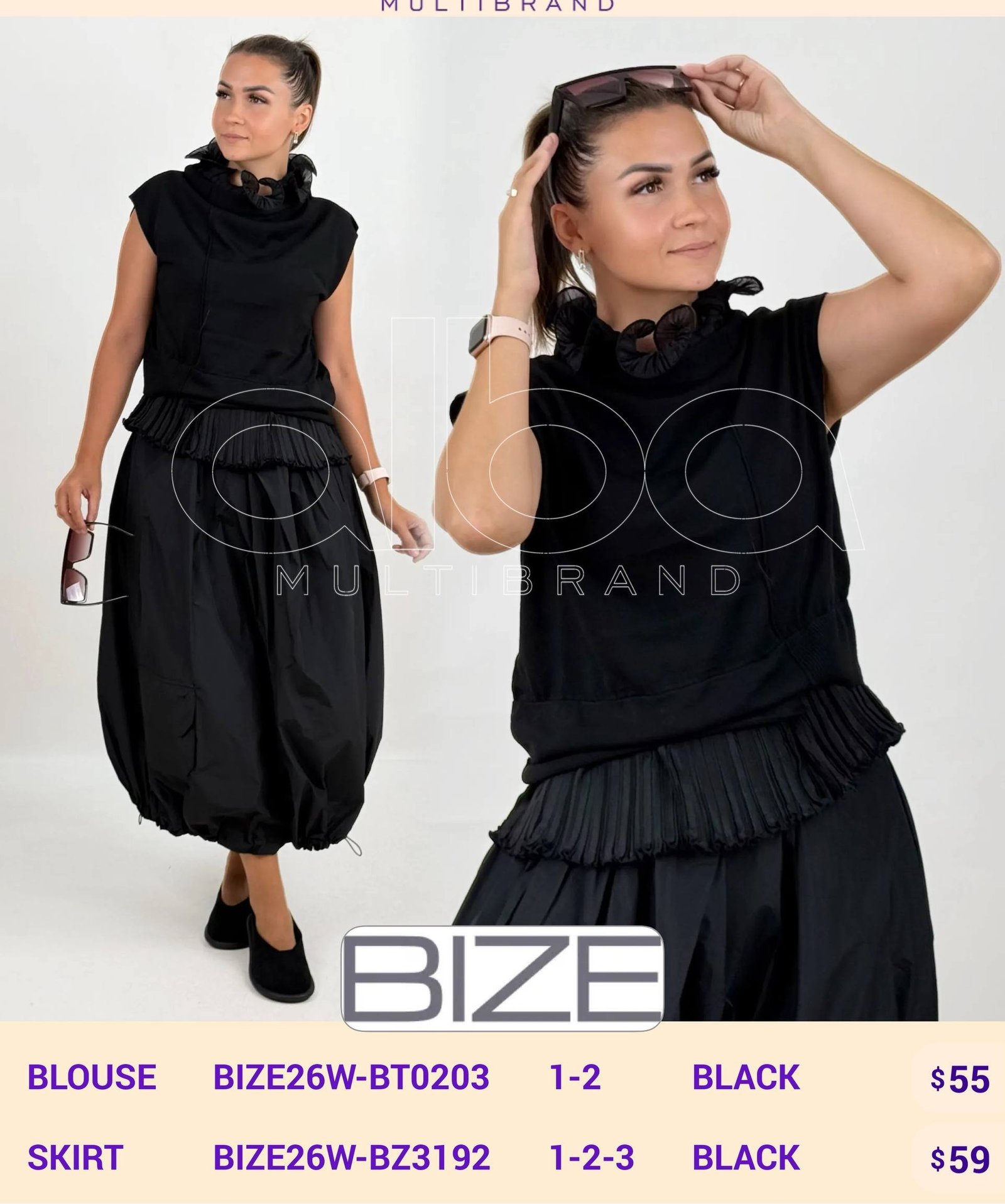 Блузка BIZE (Черный, модель BIZE26W-BT0203) оптом