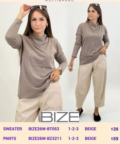 Свитер BIZE (Beige, модель BIZE26W-BT053) оптом