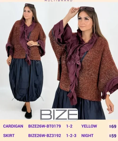 Кардиган BIZE (Yellow, модель BIZE26W-BT0179) оптом