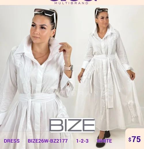 Платье BIZE (White, модель BIZE26W-BZ2177) оптом