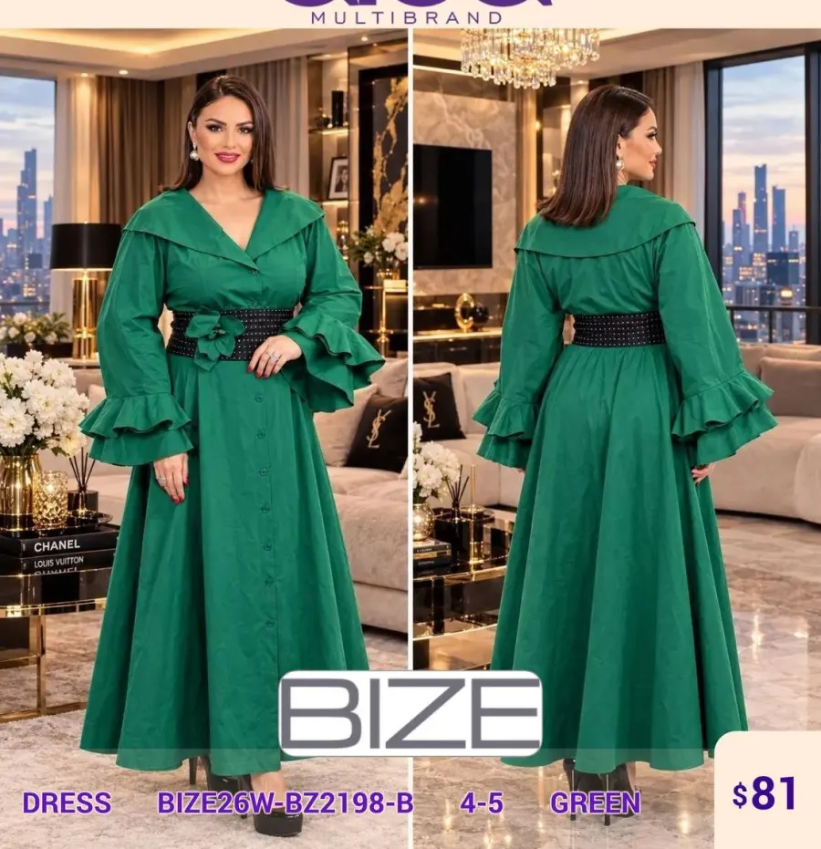 Платье BIZE (Green, модель BIZE26W-BZ2198-B) оптом