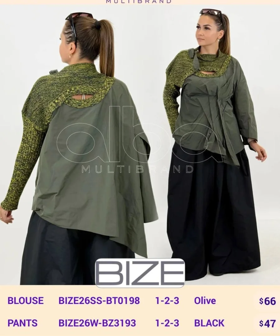 Блузка BIZE (Olive, модель BIZE26SS-BT0198) оптом