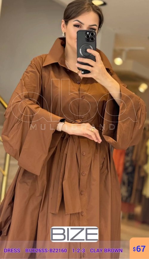Платье BIZE (Коричневый, модель BIZE26SS-BZ2160) оптом