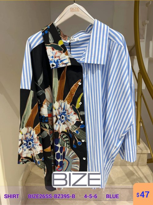 Рубашка BIZE (Синий, модель BIZE26SS-BZ395-B) оптом