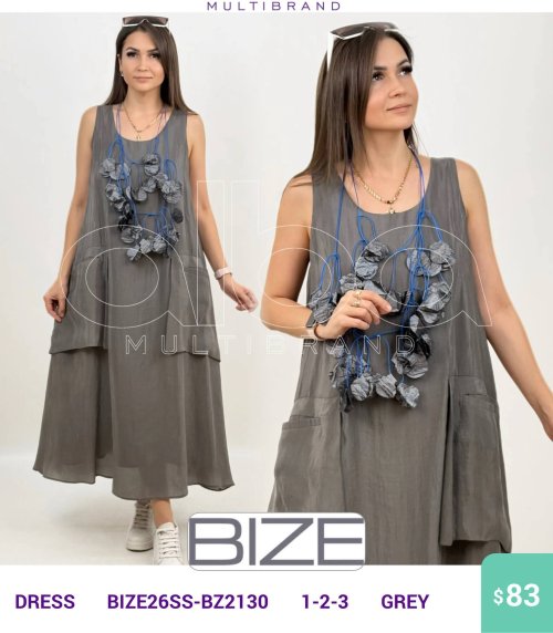 Платье BIZE (Серый, модель BIZE26SS-BZ2130) оптом