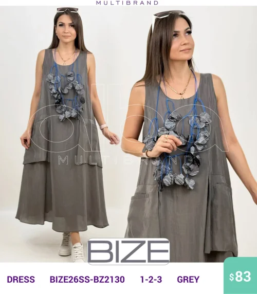 Платье BIZE (Серый, модель BIZE26SS-BZ2130) оптом
