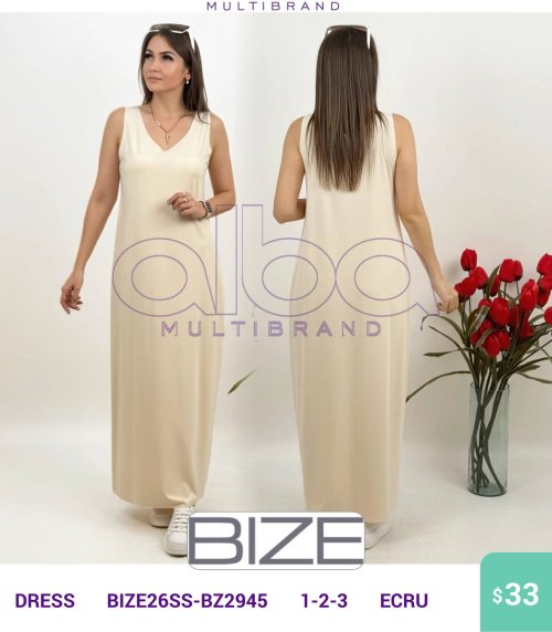 Платье BIZE (Кремовый, модель BIZE26SS-BZ2945) оптом