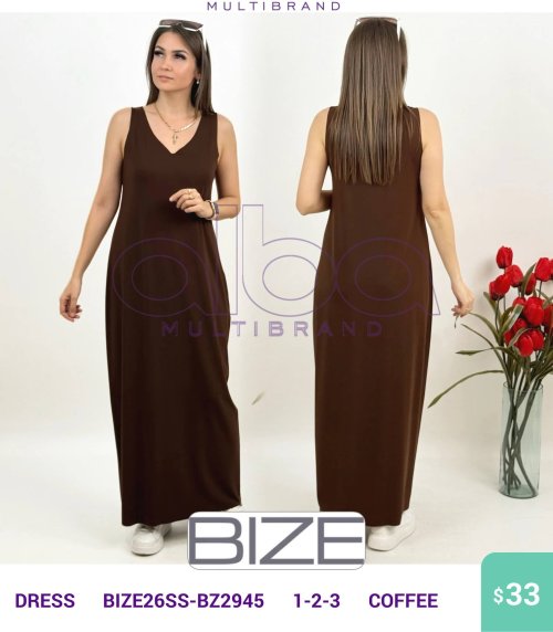 Платье BIZE (Коричневый, модель BIZE26SS-BZ2945) оптом