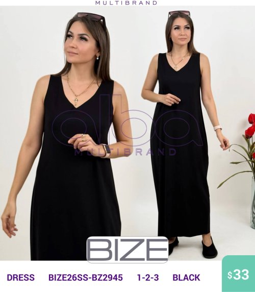 Платье BIZE (Черный, модель BIZE26SS-BZ2945) оптом