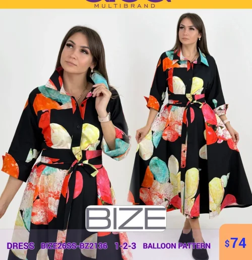 Платье BIZE (BALLOON PATTERN, модель BIZE26SS-BZ2136) оптом
