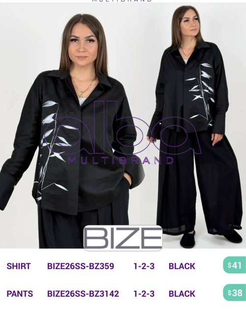 Рубашка BIZE (Черный, модель BIZE26SS-BZ359) оптом