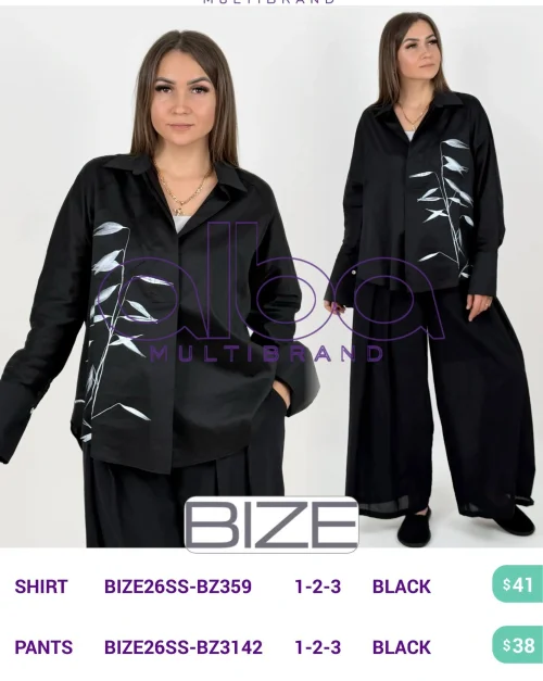 Рубашка BIZE (Черный, модель BIZE26SS-BZ359) оптом