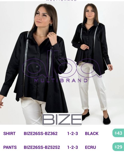 Рубашка BIZE (Черный, модель BIZE26SS-BZ362) оптом