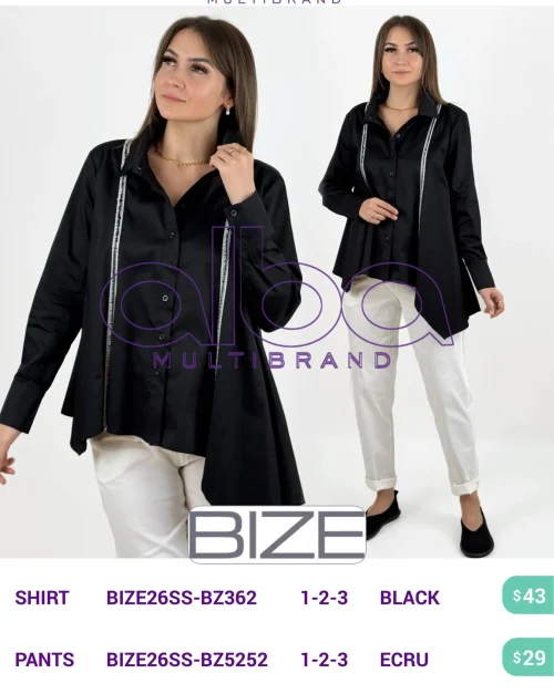 Рубашка BIZE (Черный, модель BIZE26SS-BZ362) оптом
