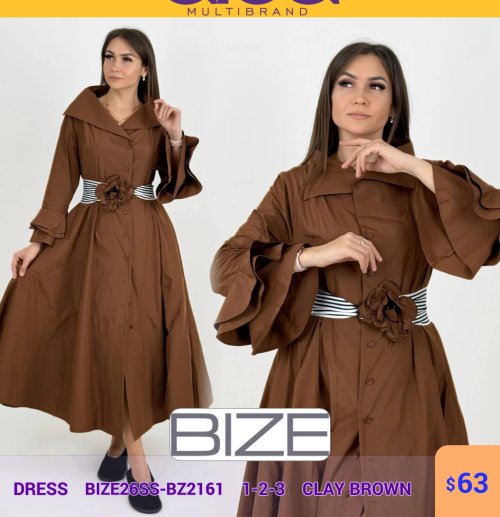 Платье BIZE (Коричневый, модель BIZE26SS-BZ2161) оптом